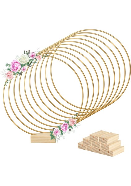 10PCS 12IN Metal Çiçek Çember Merkezi Şerit 10 Ahşap Masa Dekorasyonu Diy Düğün Dekorasyon Duvarı Asma (Yurt Dışından)