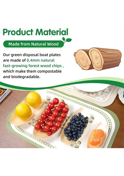 100 Set Ahşap Tek Kullanımlık Tabaklar Tekne Tabakları Gıda Tepsileri Tek Kullanımlık Tatlı Tabaklar Tek Kullanımlık Gıda Tekneleri (Yurt Dışından) fırsatları