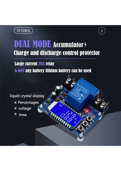 XY-CD63L 30A Pil Şarj Deşarjı Kontrolörü Düşük Voltaj Kesme Anahtarı Aşağı Gerilim Aşırı Gerilim Koruma Ekran (Yurt Dışından) fiyatları