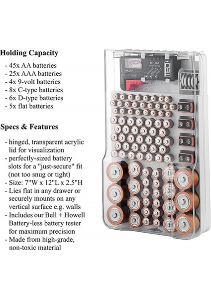 Pil Kapasite Testi Alet Pil Mukavemeti Göstergesi Organizatör Çok Fonksiyonlu Pil Organizatörü, Siyah (Yurt Dışından) fiyatları