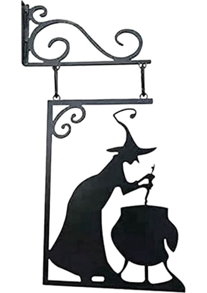Cadılar Bayramı Cadı Kazan Siluet Duvar Dekoru, Metal Cadılar Kazan Duvar Asma Süs, Asılı Duvar Sanatı Ev Dekor (Yurt Dışından)