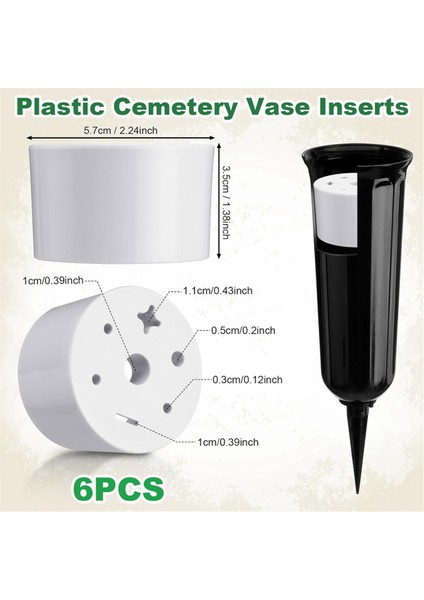 6 Pcs Mezarlığı Mezar Vazo Ekler Plastik Mezarlık Çiçekleri 7 Delik Silindirik Yeniden Kullanılabilir Mezarlık (Yurt Dışından) modelleri