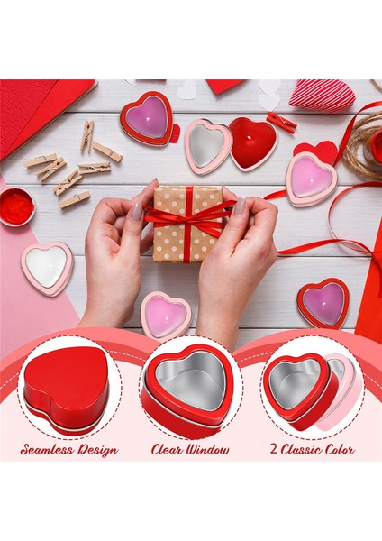 16 Adet Kalp Şekli Metal Teneke Kutular ile Metal Teneke Teneke Kutular Boş Mum Tenekeleri Kırmızı ve Pembe Sevgililer Günü Hediye Kutuları (Yurt Dışından) modelleri