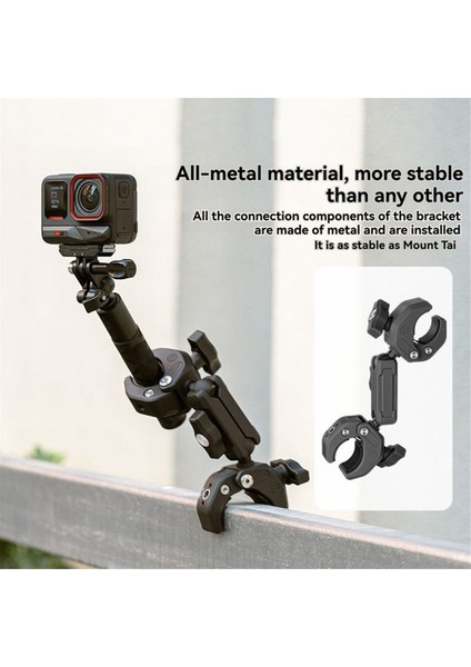 Siyah Ankraj Metal Alüminyum Montaj Kelepçesi Aksiyon Kameraları INSTA360 X5 Ace Pro 2 Gopro 13 Motosiklet Aksesuarları (Yurt Dışından) fiyatları