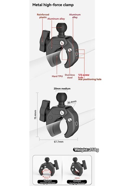 Siyah Ankraj Metal Alüminyum Montaj Kelepçesi Aksiyon Kameraları INSTA360 X5 Ace Pro 2 Gopro 13 Motosiklet Aksesuarları (Yurt Dışından) indirimleri