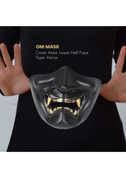 Cadılar Bayramı Kostüm Cosplay Diş Çürü Kötü Şeytan Kabuki Samurai Yarım Kapak Maskesi Partisi Korkunç Dekorasyon, Siyah (Yurt Dışından) fiyatları