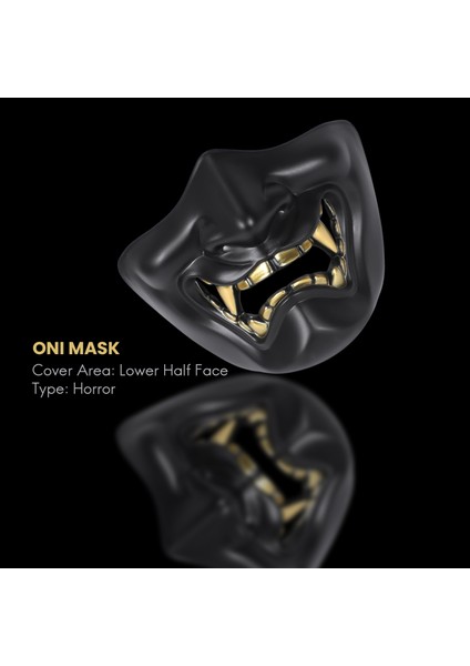 Cadılar Bayramı Kostüm Cosplay Diş Çürü Kötü Şeytan Kabuki Samurai Yarım Kapak Maskesi Partisi Korkunç Dekorasyon, Siyah (Yurt Dışından) modelleri