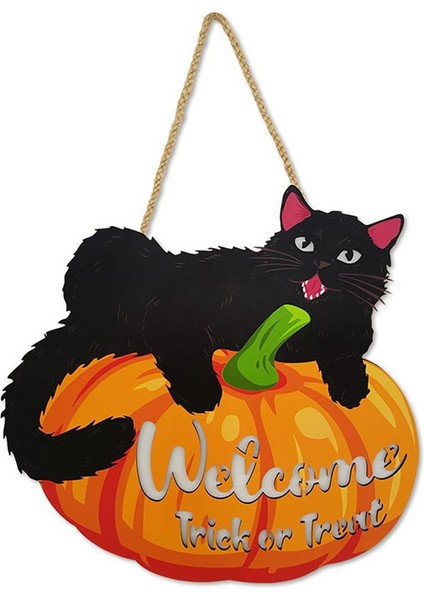 Cadılar Bayramı Pumpkin Hoş Geldiniz Işaret Parlayan Kara Kediler Duvar Dekoru Hile Veya Treat Işareti Kapalı Açık Avlu Duvar Cadılar Bayramı (Yurt Dışından)