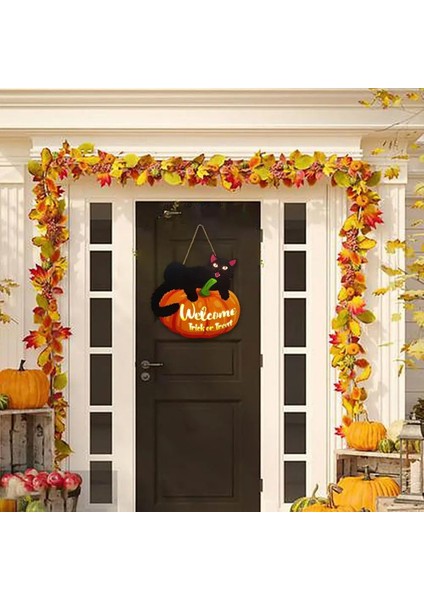 Cadılar Bayramı Pumpkin Hoş Geldiniz Işaret Parlayan Kara Kediler Duvar Dekoru Hile Veya Treat Işareti Kapalı Açık Avlu Duvar Cadılar Bayramı (Yurt Dışından) fırsatları