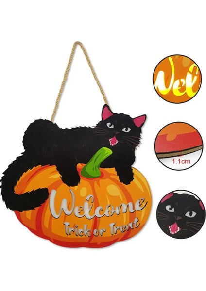 Cadılar Bayramı Pumpkin Hoş Geldiniz Işaret Parlayan Kara Kediler Duvar Dekoru Hile Veya Treat Işareti Kapalı Açık Avlu Duvar Cadılar Bayramı (Yurt Dışından) indirimleri