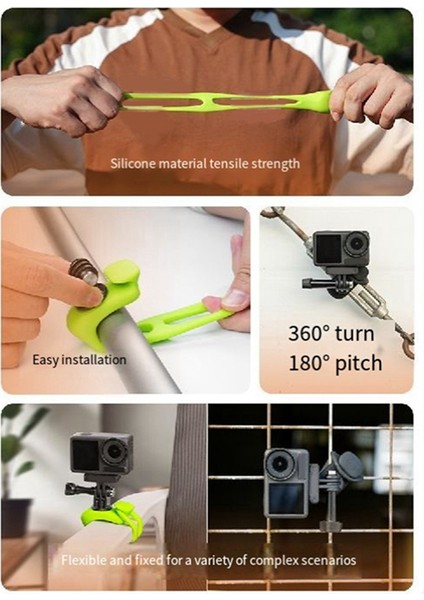 Gopro Için Telesin Çok Fonksiyonlu Elastik Kayış Hareketi Sabitleme Braketi Çok Fonksiyonlu Silikon Elastik Mini Q Braketi, Portakal (Yurt Dışından)