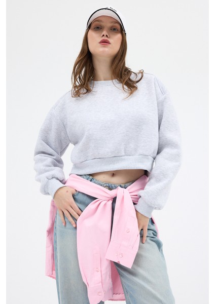 Karmelanj Kadın Crop Bisiklet Yaka Sweatshirt 9210M fiyatları