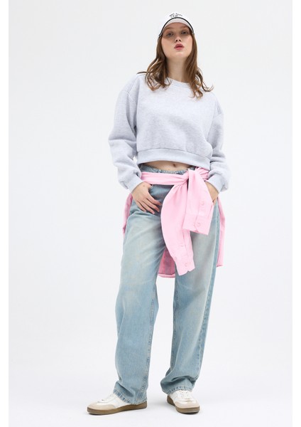 Karmelanj Kadın Crop Bisiklet Yaka Sweatshirt 9210M fırsatları