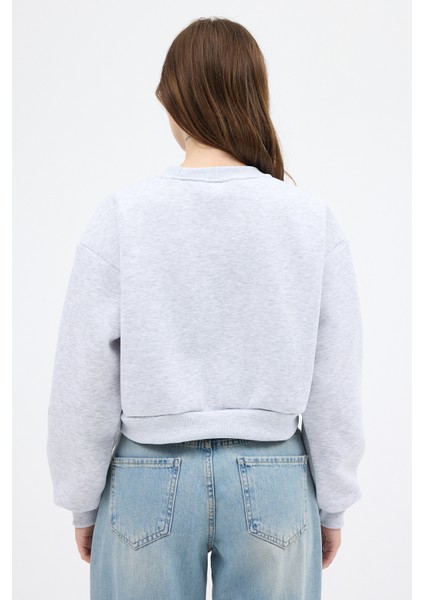 Karmelanj Kadın Crop Bisiklet Yaka Sweatshirt 9210M