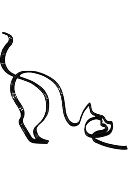 Kedi Minimalist Sanat Heykeli, Metal Soyut Kedi Çizgisi Geometrik Çizim Sanat Heykeli, Duvar Odası Dekoru Için Yaratıcılar Heykeli (Yurt Dışından)