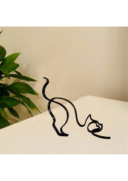 Kedi Minimalist Sanat Heykeli, Metal Soyut Kedi Çizgisi Geometrik Çizim Sanat Heykeli, Duvar Odası Dekoru Için Yaratıcılar Heykeli (Yurt Dışından) fırsatları