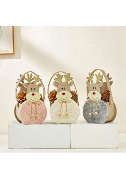 Noel Şeker Çantası Ren Geyiği Çanta Kış Hediyeleri Şeker Elma-Bag-Elk Tasarım Malzemeleri Noel Kış Gri (Yurt Dışından) fırsatları