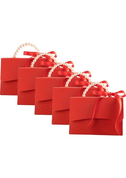 Saten Şerit ve Inci Saplı Şık Kabartmalı Hediye Kutusu, Sevgililer Günü Hediye Kutusu B B B (Yurt Dışından)