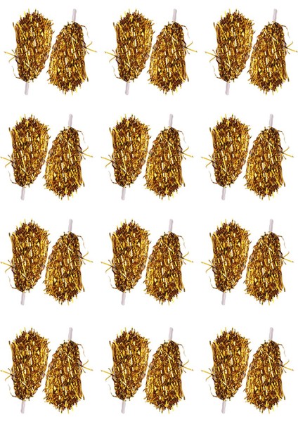 24PCS Amigo Pom Pom Poms Metalik Folyo Tezahürat Pom Pom Poms Plastik Saplı Yetişkinler Için Ponpon Kızlar Parti Sarı (Yurt Dışından)