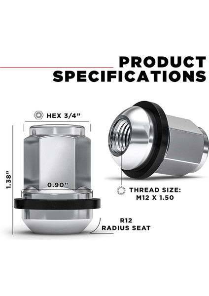 1907WR-20AM Chrome Fabrika Stili M12X1.5 Yarıçap Koltuk Kabuğu Nut Hondaand Acura Için Yıkayıcı, 20 Paket (Yurt Dışından) indirimleri