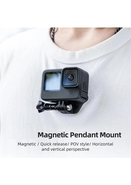 Telesin Evrensel Kamera Montaj Manyetik Boyun Tutucu Kamera Montajı Gopro Hero 11 Mini 10 9 8 7 INSTA360 X3 (Yurt Dışından) modelleri