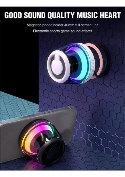 Rgb Aydınlatma, Mini Taşınabilir Ses Kutusu, Kablosuz Telefon Tutucu ve Bluetooth Hoparlör Kulesi ile Manyetik Bluetooth Hoparlör, A (Yurt Dışından)