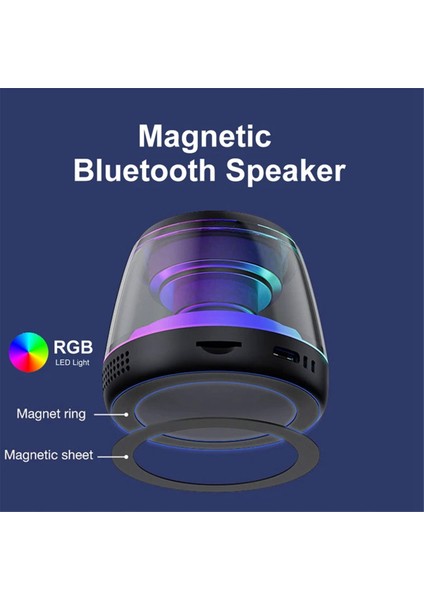 Rgb Aydınlatma, Mini Taşınabilir Ses Kutusu, Kablosuz Telefon Tutucu ve Bluetooth Hoparlör Kulesi ile Manyetik Bluetooth Hoparlör, A (Yurt Dışından) fırsatları