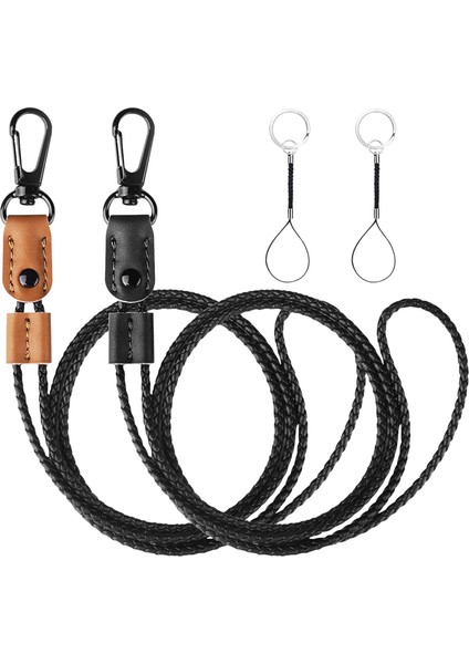 2 Adet Örgülü Deri Rozet Kimlik Rozetleri Için Kradardlar Talepler Talikatları Anahtarlar Uzun Kayış Boyun Kordon Anahtarlık Erkekler Için, Kadınlar A (Yurt Dışından)