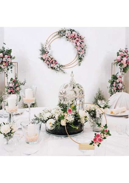 6pcs 12IN Metal Çiçek Çember Centerpiece Şerit 6 Ahşap Masa Dekorasyonu Diy Düğün Dekorasyon Duvarı Asma (Yurt Dışından) fırsatları