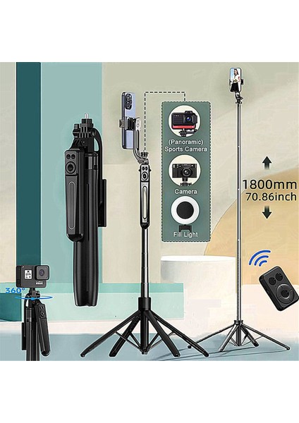 Video Kaydı ve Canlı Akış Için Bluetooth Uzaktan Kumandalı ve 360 ​​° Rotasyonlu Taşınabilir Kamera Tripod (Yurt Dışından) fiyatları