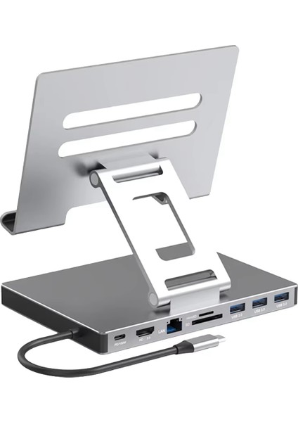 Yerleştirme Istasyonu Dizüstü Bilgisayar Standı Alüminyum Alaşım Çoklu Port Hub Pd Usb3.0 Stant Sd Tf Yuvası Gigabit Ethernet Yerleştirme Istasyonu, Bir (Yurt Dışından) fiyatları
