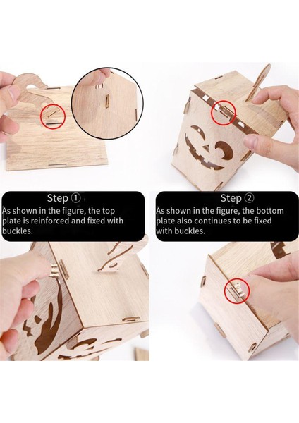 Masa Üstü Için Cadılar Bayramı Ahşap Işıklı Kabak, Işık Balkabağı Hayalet Lambası Fener Gölge Kutusu Cadılar Bayramı Dekorasyonu C (Yurt Dışından) fırsatları