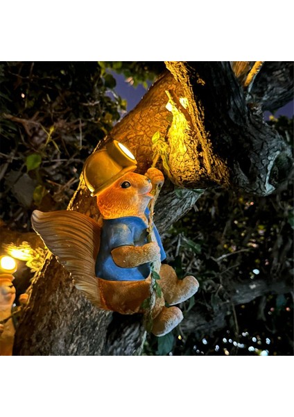 Reçine Hayvan Dekorasyonları Güneş Işıkları Bahçe Tavşanı Sincap Tırmanma Duvarı Asma Bahçe Hile Peyzaj (Sincap) (Yurt Dışından)