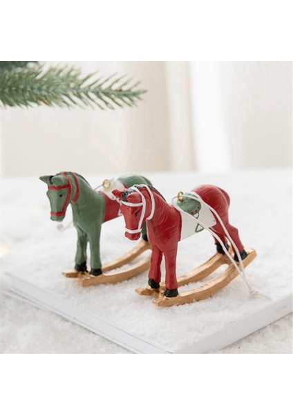 Yeni Üç Boyutlu Sallanan At Küçük Kolye Ağaç Dekorasyon Kolye Retro Dekorasyon Yeşil+Kırmızı+Beyaz (Yurt Dışından) modelleri