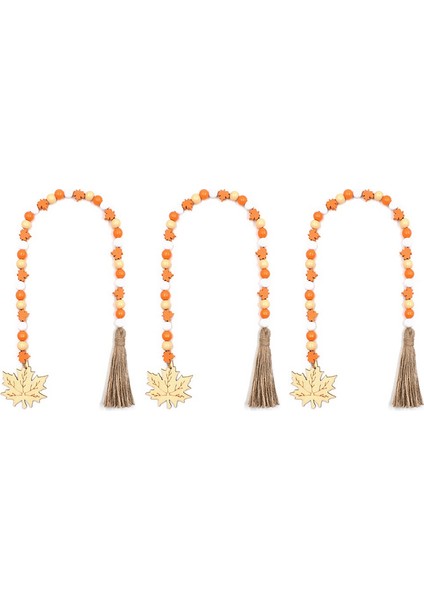 Halat Püskülleri Boncuklu Akçaağaç Yaprakları, Ahşap Boncuklar ve Sicim Diy Ev Dekorasyon Kolye (Yurt Dışından)