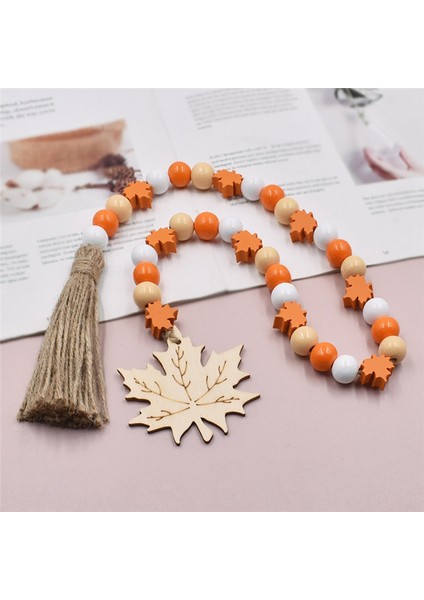 Halat Püskülleri Boncuklu Akçaağaç Yaprakları, Ahşap Boncuklar ve Sicim Diy Ev Dekorasyon Kolye (Yurt Dışından) fırsatları