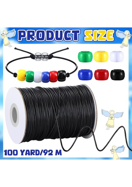 1400PC Plan Siyah Kırmızı Beyaz Sarı Yeşil Mavi Boncuklar 100 Metre Mumlu Pamuk Iplik Kablosu Hıristiyan Öğretim Kiti (Yurt Dışından) fiyatları