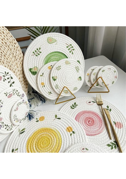 Yuvarlak Masa Mat Dokuma Placemats Anti Slip Yemek Masası Paspaslar Kaymaz Sofra Takımı Kase Pedleri Mutfak Içecek Bardak Bardak Altlıkları B (Yurt Dışından) fiyatları