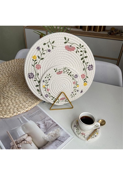 Yuvarlak Masa Mat Dokuma Placemats Anti Slip Yemek Masası Paspaslar Kaymaz Sofra Takımı Kase Pedleri Mutfak Içecek Bardak Bardak Altlıkları B (Yurt Dışından) indirimleri