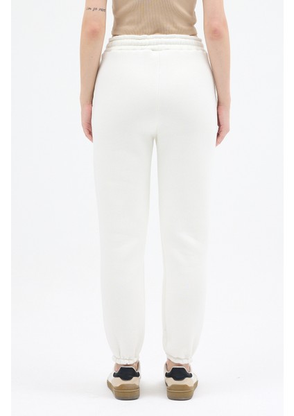 Ekru Yazı Nakışlı Kadın Jogger Eşofman Altı 9219M