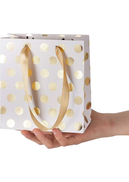 Şerit Kulplu Küçük Hediye Çantaları Altın Mini Hediye Çantası, Doğum Günü Düğünleri Için Noel Tatilleri Mezuniyet Bebek Duşları (Metalik Noktalar 8 Paket) (Yurt Dışından) fiyatları