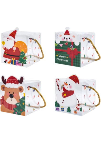 20PCS Noel Pvc Square Clear Candy Hediye Kutusu Hediyeleri Ambalaj Kutusu Yeni Yıl Mutlu Noel Dekor Navidad Malzemeleri (Yurt Dışından) fiyatları