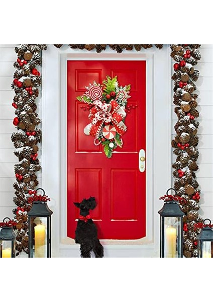 Şeker Yay ve Kırmızı Meyveler ile Noel Gözyaşı Çiçeği, Asılı Noel Gözyaşı Çelenk Yapay Gözyaşı Kapısı (Yurt Dışından) indirimleri