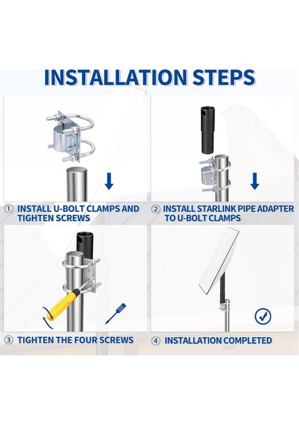 Kutup Montajı, Boru Adaptör Alaşımlı Montaj Kiti Starlink Dikkat Anten Mast Için Uygun U Kelepçesi ile Direk Direk Direk (Yurt Dışından) indirimleri