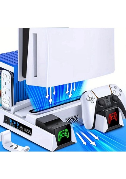 Ps5 Soğutma Fanı Stand Soğutma Baskı Şarj Cihazı Soğutma Fanı Kulaklık Standı ve Ac Adaptörü Siyah (Yurt Dışından) fiyatları