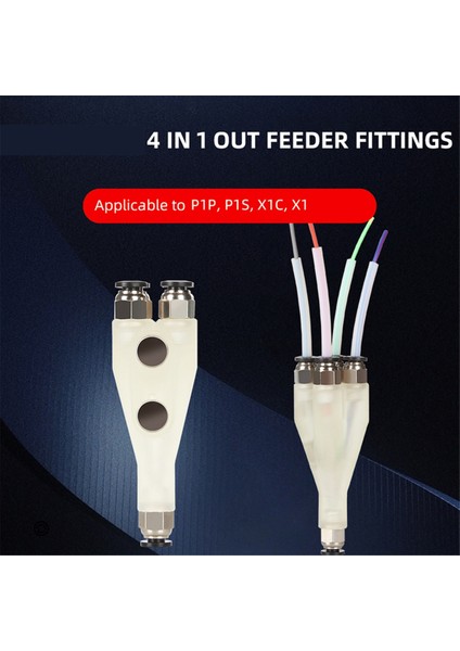 3D Yazıcı Parçaları 4-1 Arada Adaptör Malzeme Borusu Genişletme Bağlantı Noktası Bağlantı 4 Besleme Modülleri X1/p1 X1C P1S P1P Için (Yurt Dışından) modelleri