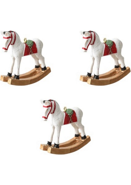 Yeni Üç Boyutlu Sallanan At Küçük Kolye Ağaç Dekorasyon Kolye Retro Dekorasyon Beyaz (Yurt Dışından) indirimleri