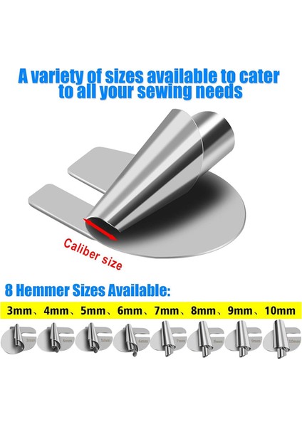 Dikiş Haddelenmiş Hemmer Ayağı Universal 5pcs/paket 6MM-10MM Kavisli Kaydırma, Dikiş Makinesi Baskı Ayağı Hemmer Ayağı (Yurt Dışından) modelleri