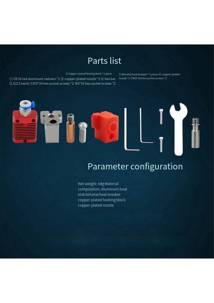 ENDER5/ENDER3/V2/CR10 Hotend Kiti Isıtma Bloğu Bi-Metal Boğaz 500 ℃ Volkan Nozul 3D Printerpart, A (Yurt Dışından) indirimleri