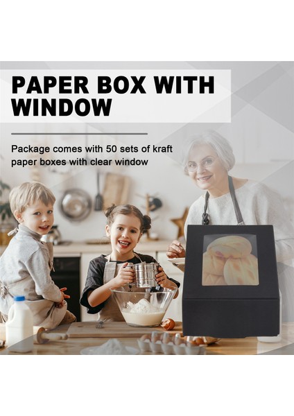 50 Adet Mini Kraft Kağıt Kutusu Pencereli Mevcut Paketleme Kutusu Ev Yapımı Sabun Kutusu Fırın Şekeri (Siyah) (Yurt Dışından) indirimleri